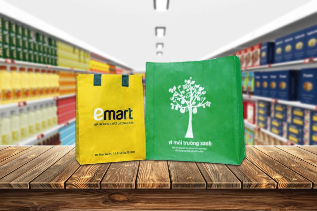 Túi siêu thị Co.opMart, Emart được sản xuất bởi Bao Bì Ánh Sáng - may túi xách pp theo yêu cầu