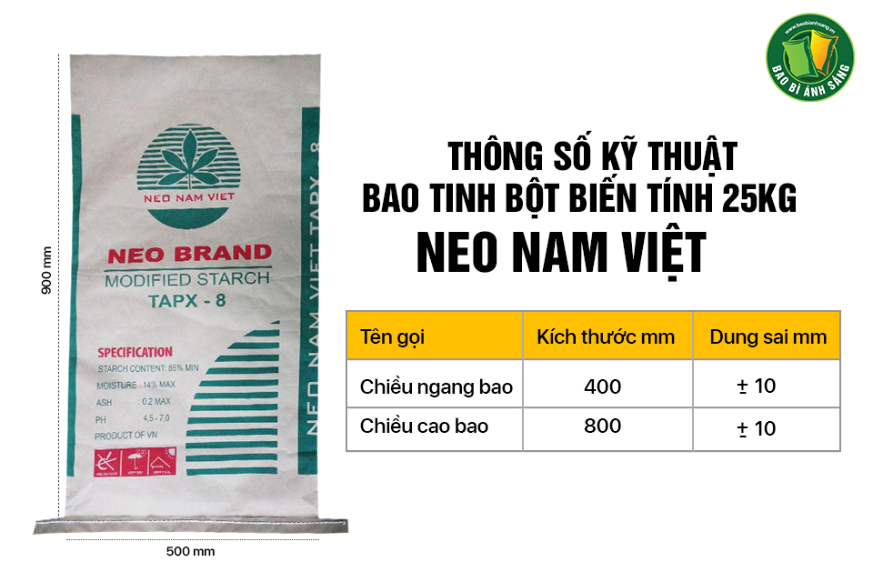 Thông số kỹ thuật bao bì Neo Nam Việt