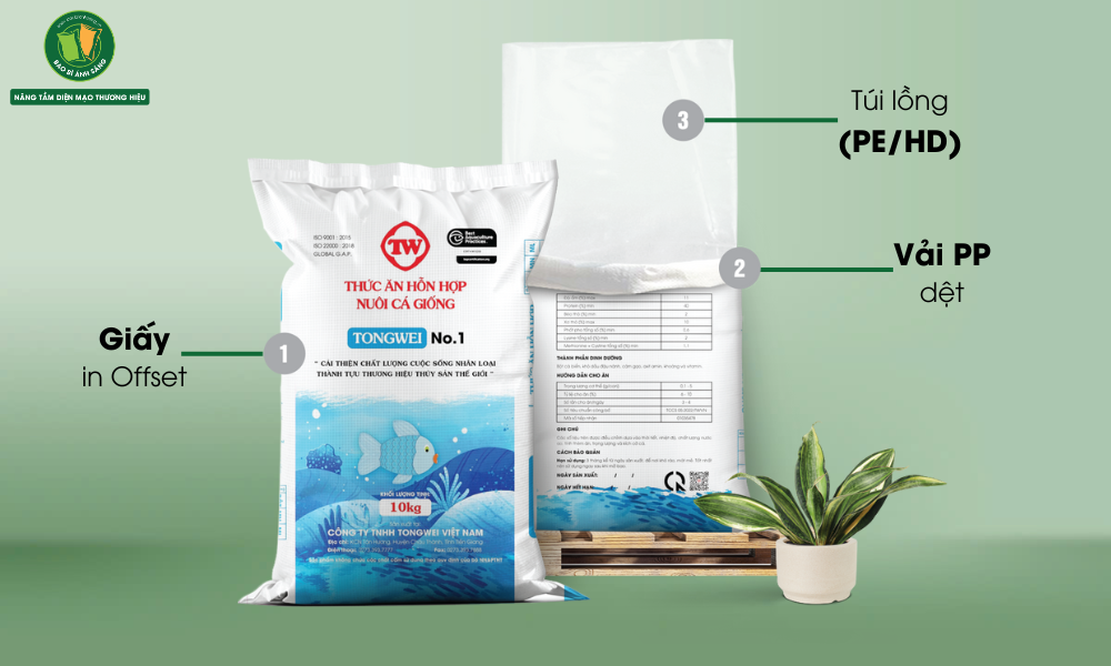 Mẫu bao bì thức ăn thủy sản của Tongwei, do Bao Bì Ánh Sáng thiết kế và sản xuất.