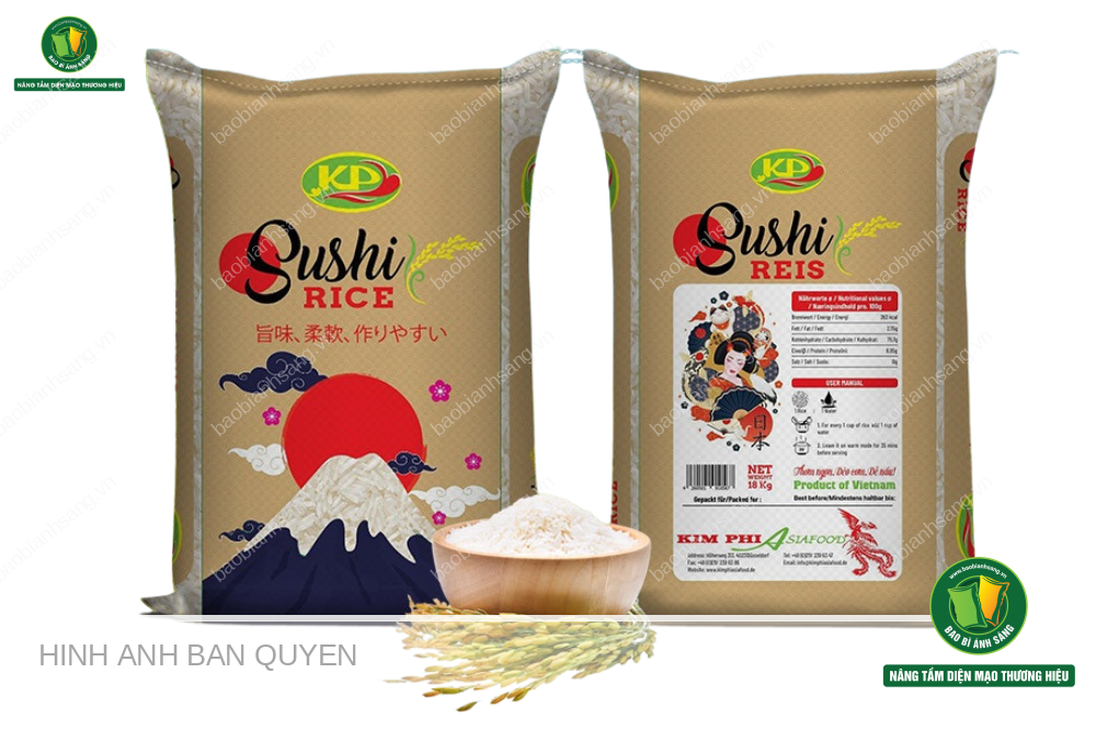 Bao bì gạo Shushi – Sản phẩm chất lượng cao từ Bao Bì Ánh Sáng, đồng hành cùng xuất khẩu quốc tế