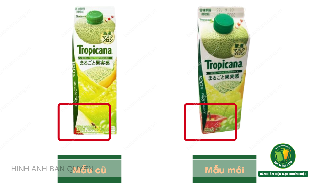 Mẫu thiết kế bao bì trước và sau khi xảy ra khủng hoảng truyền thông của Tropicana Nhật Bản