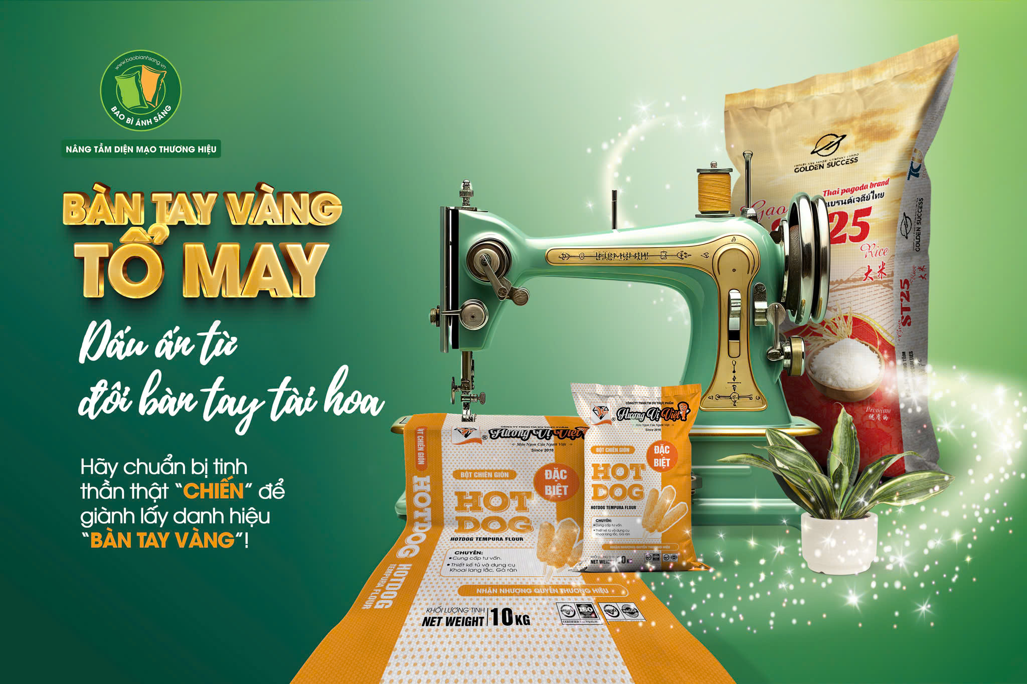 Poster cuoc thi tay nghe to may Bao Bì Ánh Sáng - Chuyên Gia Bao Bì PP Dệt