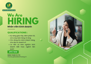 Green and White Modern We Are Hiring Poster Bao Bì Ánh Sáng - Chuyên Gia Bao Bì PP Dệt